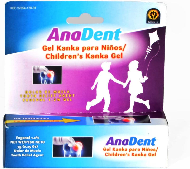Anadent جل الأطفال لآلام الأسنان وآلام اللثة، جل تخفيف الألم الفوري للأطفال والرضع، مصنوع من مكون يوجينول النباتي لتخفيف آلام التسنين أو آلام الأسنان، 7 جرام (0.25 أونصة) - Image 1